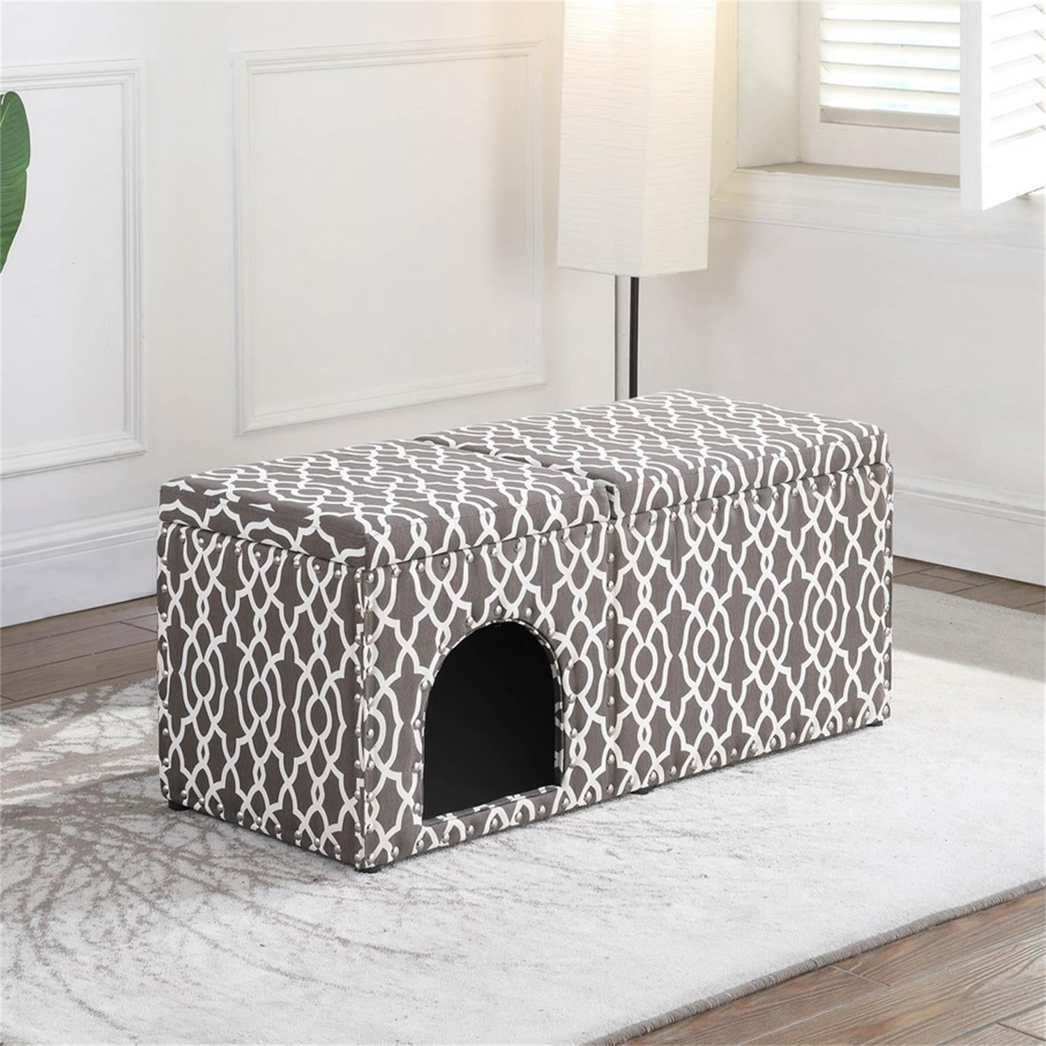 Pefilos 40" Cat House for Indoor Cats, Pet Housing with Storage Bench, Kitty Condo Bed Cave, Gray Pefilos 40" Cat House for Indoor Cats, Pet Housing with Storage Bench, Kitty Condo Bed Cave, Gray