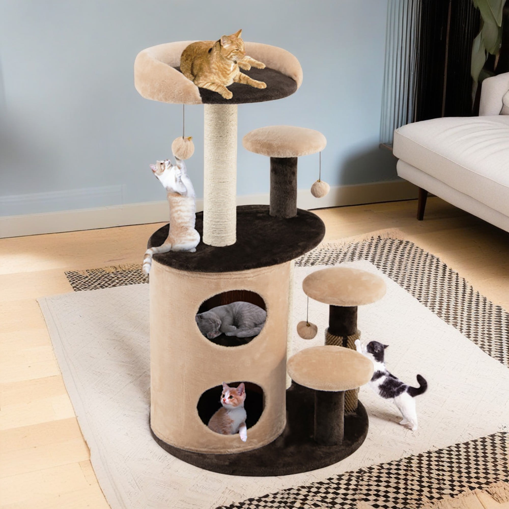 Pefilos 40" Cat Tree for Indoor Cats, Plush Cat Tower with 2-Tier Cat-Hole Condo, Perch and Sisal for Kittens, Brown Pefilos 40" Cat Tree for Indoor Cats, Plush Cat Tower with 2-Tier Cat-Hole Condo, Perch and Sisal for Kittens, Brown
