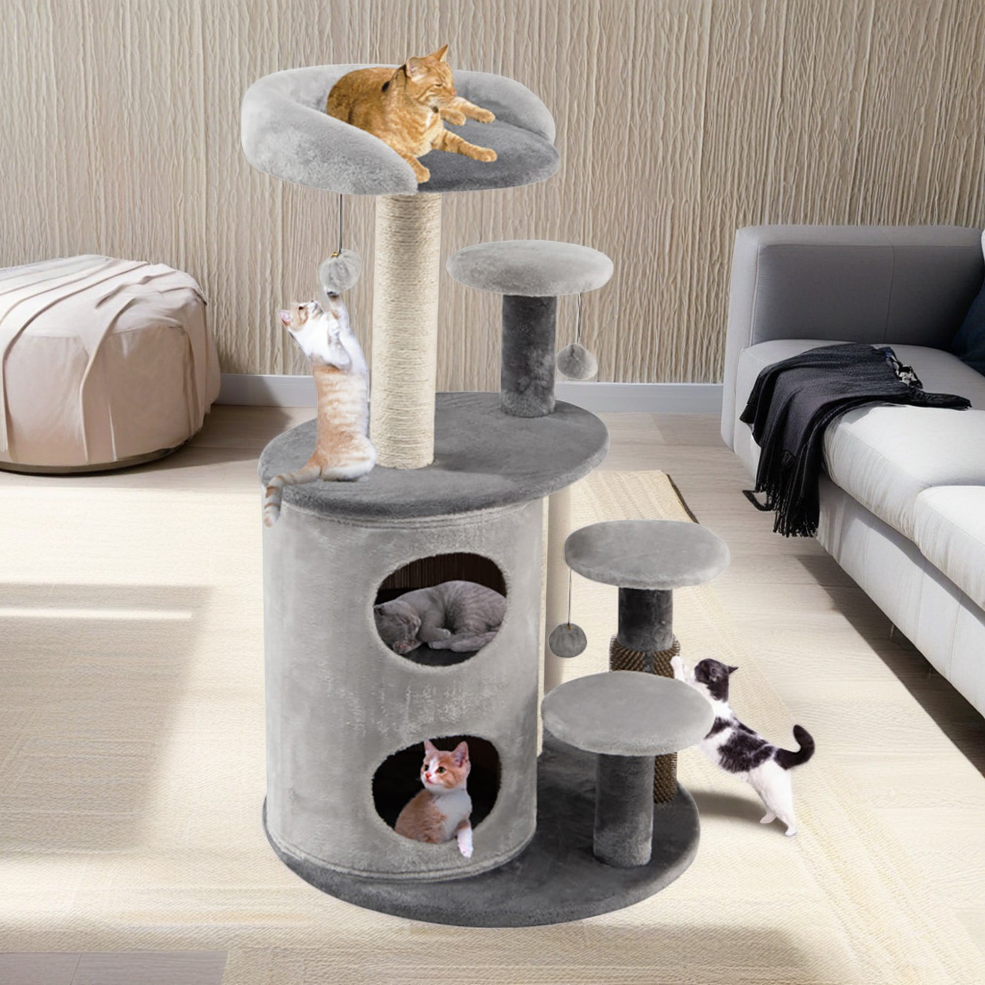 Pefilos 40" Cat Tree for Indoor Cats, Plush Cat Tower with 2-Tier Cat-Hole Condo, Perch and Sisal for Kittens, Gray Pefilos 40" Cat Tree for Indoor Cats, Plush Cat Tower with 2-Tier Cat-Hole Condo, Perch and Sisal for Kittens, Gray