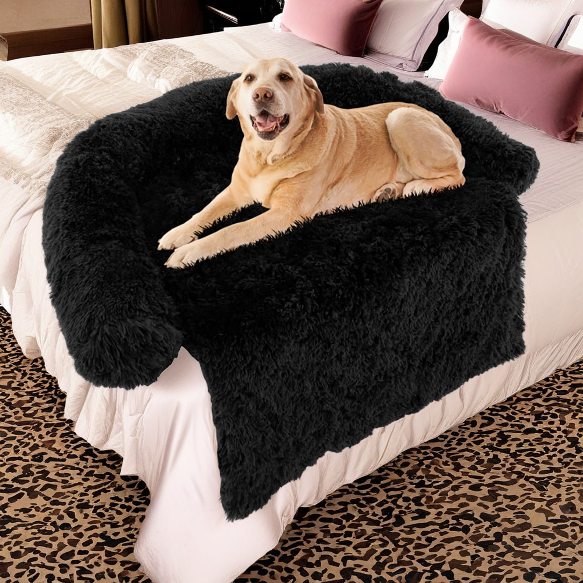 Pefilos 40" Dog Bed for Couch, Calming Dog Beds for Large Dogs, Fluffy Plush Bed for Pets, Anti Anxiety Dog Bed with Removable Cover, Black-S Pefilos 40" Dog Bed for Couch, Calming Dog Beds for Large Dogs, Fluffy Plush Bed for Pets, Anti Anxiety Dog Bed with Removable Cover, Black-S