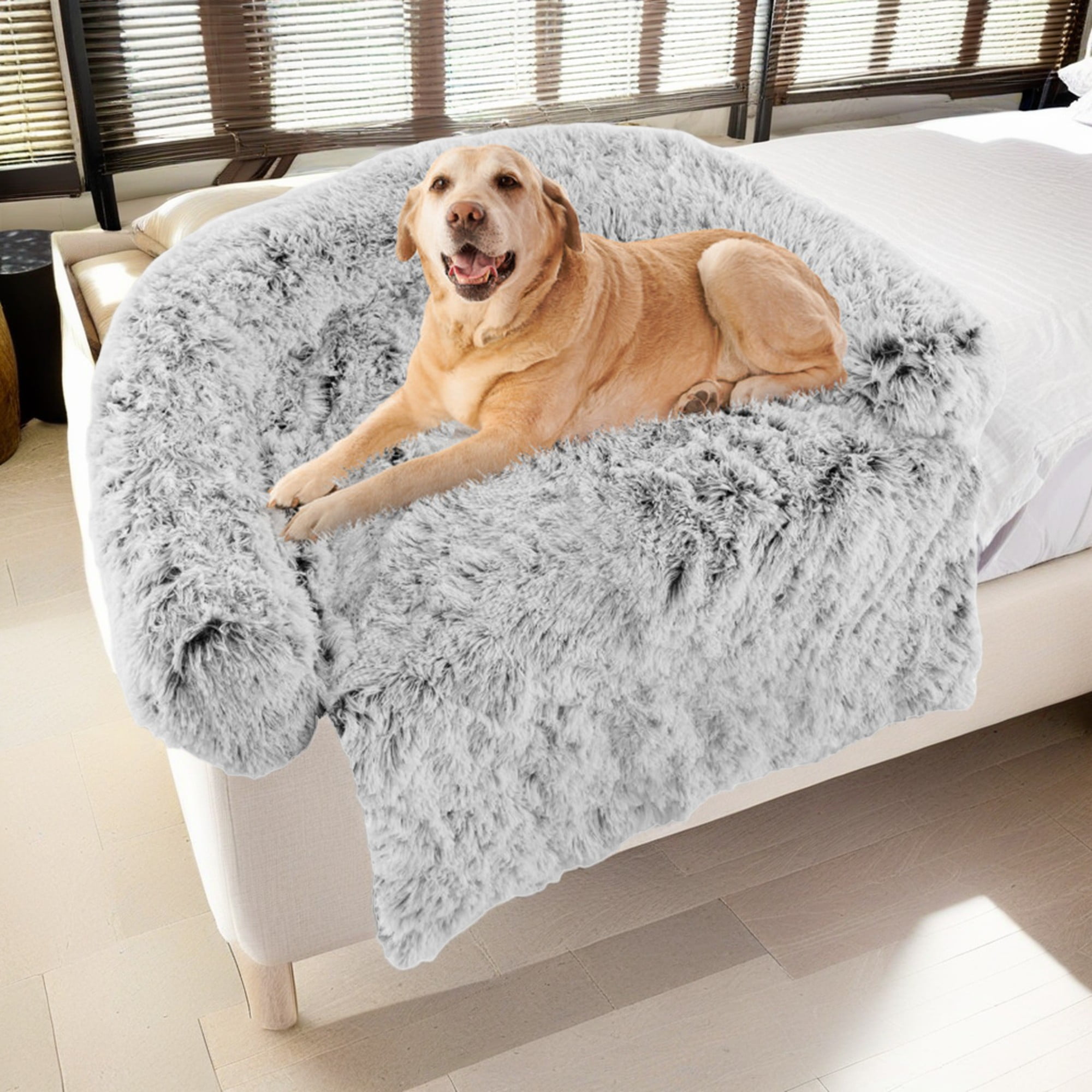 Pefilos 40" Dog Bed for Couch, Calming Dog Beds for Large Dogs, Fluffy Plush Bed for Pets, Anti Anxiety Dog Bed with Removable Cover, Grey-S Pefilos 40" Dog Bed for Couch, Calming Dog Beds for Large Dogs, Fluffy Plush Bed for Pets, Anti Anxiety Dog Bed with Removable Cover, Grey-S