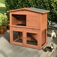 thumbnail image 1 of Pefilos 40" Indoor Rabbit Hutch with Run, 2-Story Chicken Coops with Ramp, Pull-Out Tray, Outdoor Bunny Cage for Rabbits or Guinea Pigs, Brown, 1 of 9