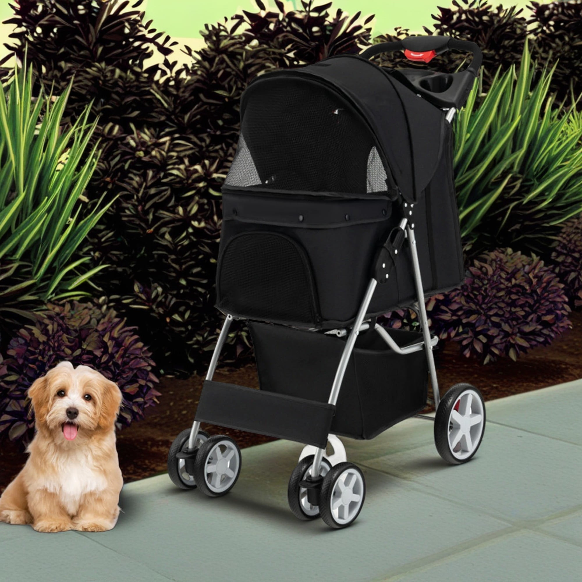 Pefilos 40" Pet Stroller 4 Wheels Dog Cat Stroller for Small Medium Dog Cats Carrier Jogger Travel Foldable Puppy Stroller with Storage Basket and Adjustable Canopy, Black Pefilos 40" Pet Stroller 4 Wheels Dog Cat Stroller for Small Medium Dog Cats Carrier Jogger Travel Foldable Puppy Stroller with Storage Basket and Adjustable Canopy, Black