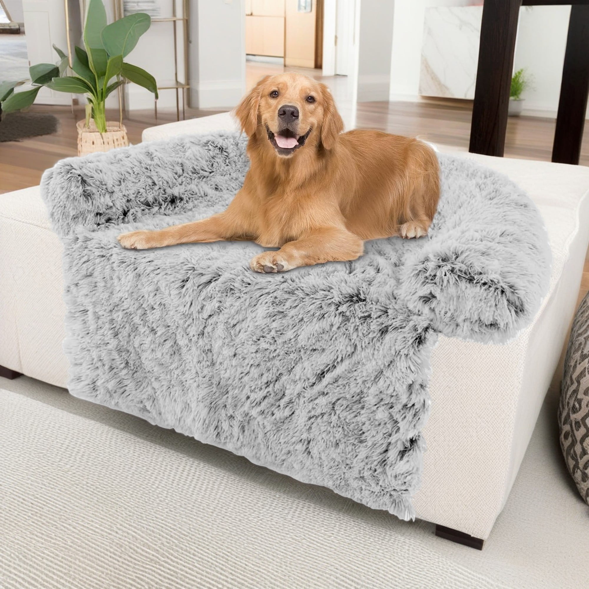 Pefilos 40" Plush Long Fur Dog Couch Bed, Dog Bed Mats with Anti-Slip Bottom, Washable Removable Couch Cover, Perfect for Small Dogs Cats, Gray-S Pefilos 40" Plush Long Fur Dog Couch Bed, Dog Bed Mats with Anti-Slip Bottom, Washable Removable Couch Cover, Perfect for Small Dogs Cats, Gray-S