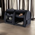 thumbnail image 1 of Pefilos 40" Portable Twin Compartment Show House Cat Cage/Condo, Fold Kennel Dog Travel Crate with Carry Bag, 2 Removable Hammocks and Collapsible Litter Box, Black, 1 of 8