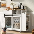 thumbnail image 1 of Pefilos 41" Dog Crate Furniture with Wheels, Wooden Dog Cage with Drawer and Side Shelves, Indoor Dog Kennel House for Small/Medium, White, 1 of 9