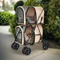 thumbnail image 1 of Pefilos 41" Double Pet Stroller 4 Wheels Dog Cat Stroller, Carrier Jogger Travel Foldable Puppy Stroller with Detachable Carriers and Travel Carriage, Beige, 1 of 7