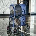 thumbnail image 1 of Pefilos 41" Double Pet Stroller 4 Wheels Dog Cat Stroller, Carrier Jogger Travel Foldable Puppy Stroller with Detachable Carriers and Travel Carriage, Blue, 1 of 7