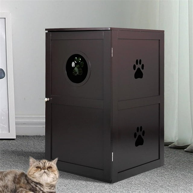 Pefilos 41" Enclosed Litter Box Cover Enclosure, Hidden Cat House
