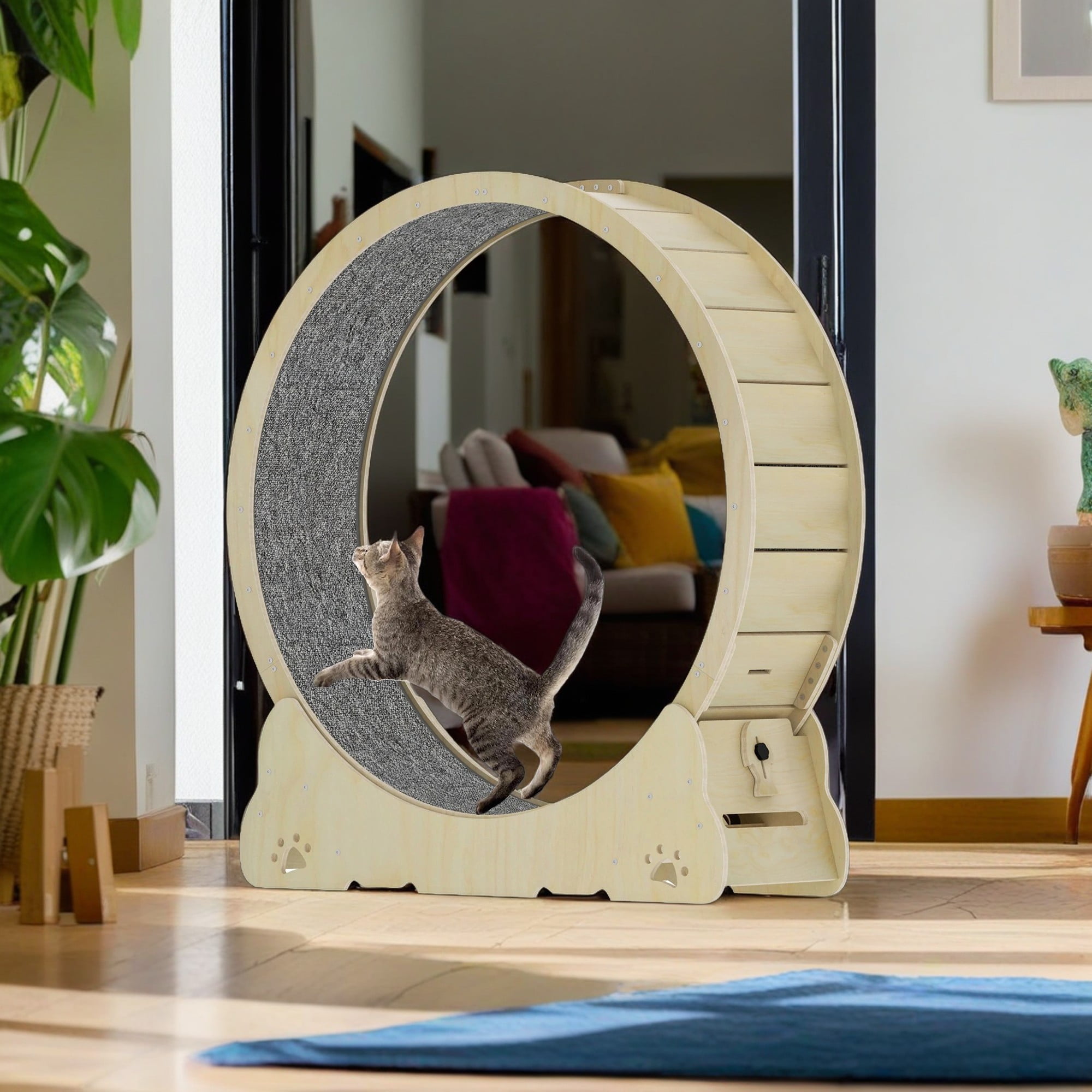 Pefilos 41" Large Cat Exercise Wheel, Solid Wood Cat Treadmill Wheel for Indoor Cats, Safety Cat Treadmill with Lock and Minimized Gap Design, Beige Pefilos 41" Large Cat Exercise Wheel, Solid Wood Cat Treadmill Wheel for Indoor Cats, Safety Cat Treadmill with Lock and Minimized Gap Design, Beige