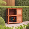 thumbnail image 1 of Pefilos 41" Rabbit Hutch Indoor with Tray, Bunny Hutch Outdoor 2 Story Wooden Rabbit House Guinea Pig Cages with Ramp, Orange, 1 of 9