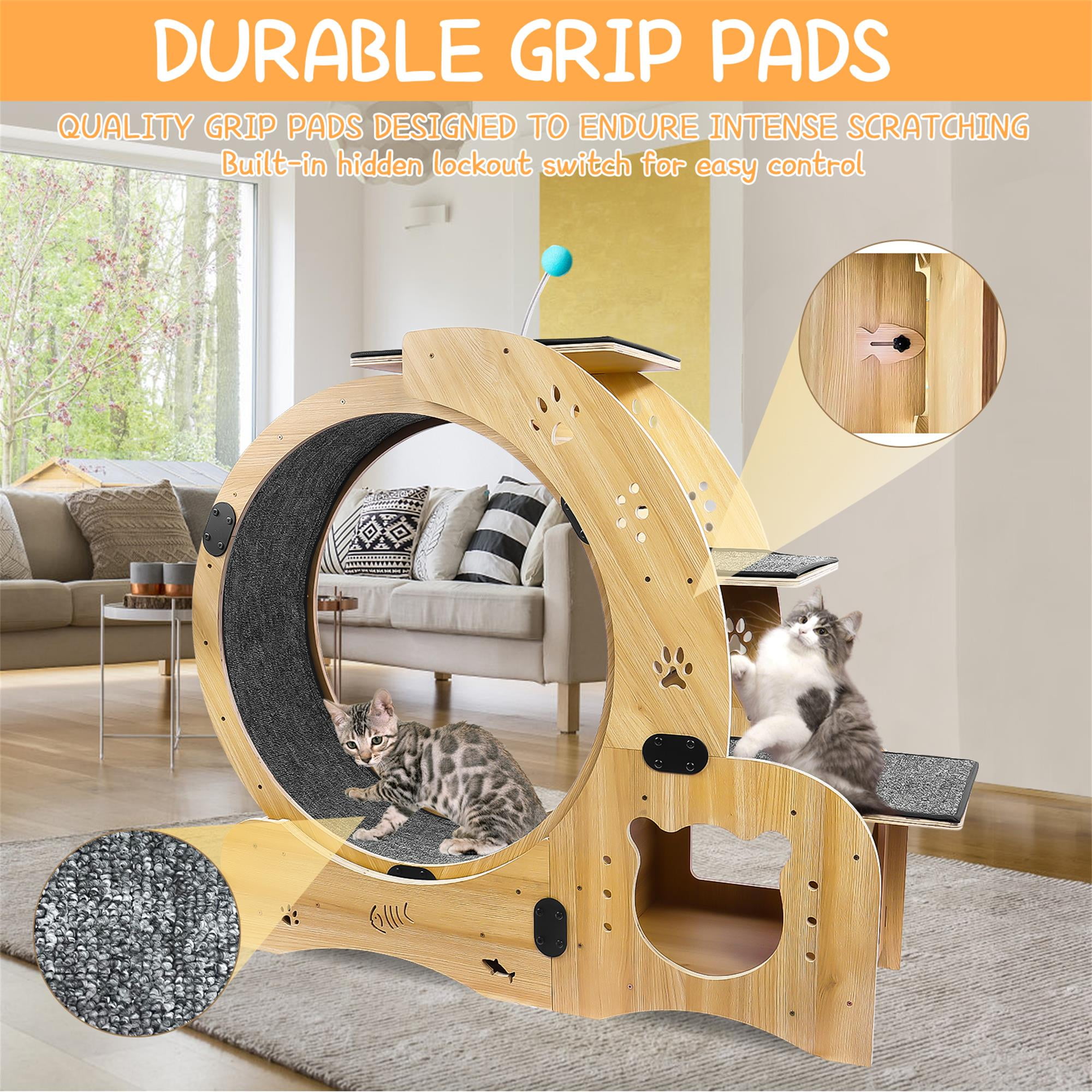 Pefilos 42" 4-in-1 Cat Exercise Wheel for Indoor Cats, Large Cat Running Wheels, Cat Treadmill Wheel, Ultra-Quiet Running for Cat‘s Healthy, Beige Pefilos 42" 4-in-1 Cat Exercise Wheel for Indoor Cats, Large Cat Running Wheels, Cat Treadmill Wheel, Ultra-Quiet Running for Cat‘s Healthy, Beige