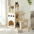 thumbnail image 1 of Pefilos 42" Modern Cat Tree Tower with Double Spacious Condos Perch, Sisal Scratching Post, Kittens Toys Activity Centre Cat Tree House, Beige, 1 of 9