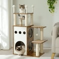 thumbnail image 1 of Pefilos 42" Modern Cat Tree Tower with Double Spacious Condos Perch, Sisal Scratching Post, Kittens Toys Activity Centre Cat Tree House, Brown, 1 of 12