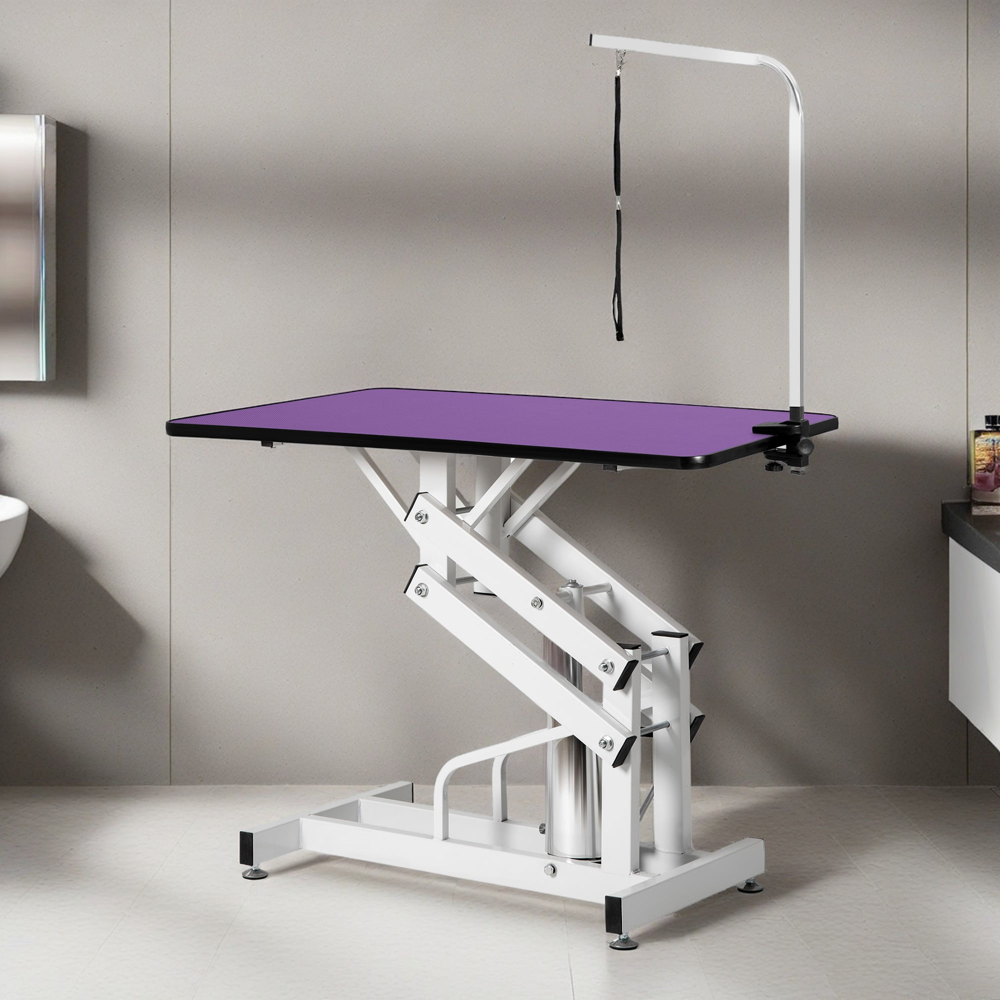 Pefilos 42" Pet Grooming Table for Dogs Cats, Z-Lift Adjustable Heavy Type Hydraulic Grooming Table, Foldable Dog Grooming Table for Home, Purple Pefilos 42" Pet Grooming Table for Dogs Cats, Z-Lift Adjustable Heavy Type Hydraulic Grooming Table, Foldable Dog Grooming Table for Home, Purple