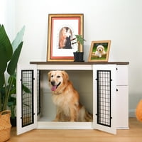 Pefilos 43" Dog Crate End Table Dog Cages with Drawer, Pet Kennels Cages with Double Doors Nightstand, Dog House Indoor Use Medium, White Pefilos 43" Dog Crate End Table Dog Cages with Drawer, Pet Kennels Cages with Double Doors Nightstand, Dog House Indoor Use Medium, White