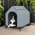 thumbnail image 1 of Pefilos 43" Dog House for Medium Dogs, Outside Elevated Dog Bed, Weatherproof Dog Kennel for Indoor and Outdoor, Portable Dog Shelter Cot with Ventilated Windows, Gray, 1 of 7
