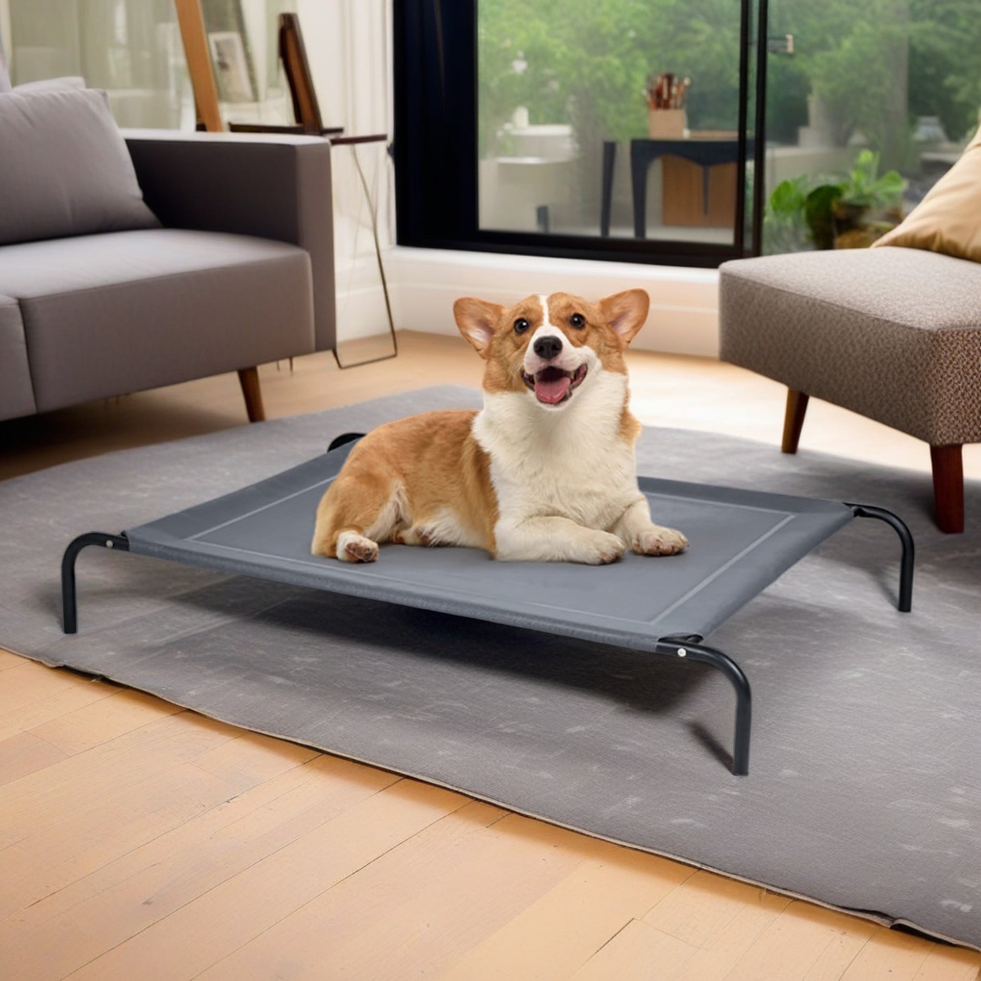 Pefilos 43" Indoor Elevated Dog Bed with Metal Frame, Original Outdoor Cooling Camping Pet Beds Dog Cot Mat, Gray Pefilos 43" Indoor Elevated Dog Bed with Metal Frame, Original Outdoor Cooling Camping Pet Beds Dog Cot Mat, Gray