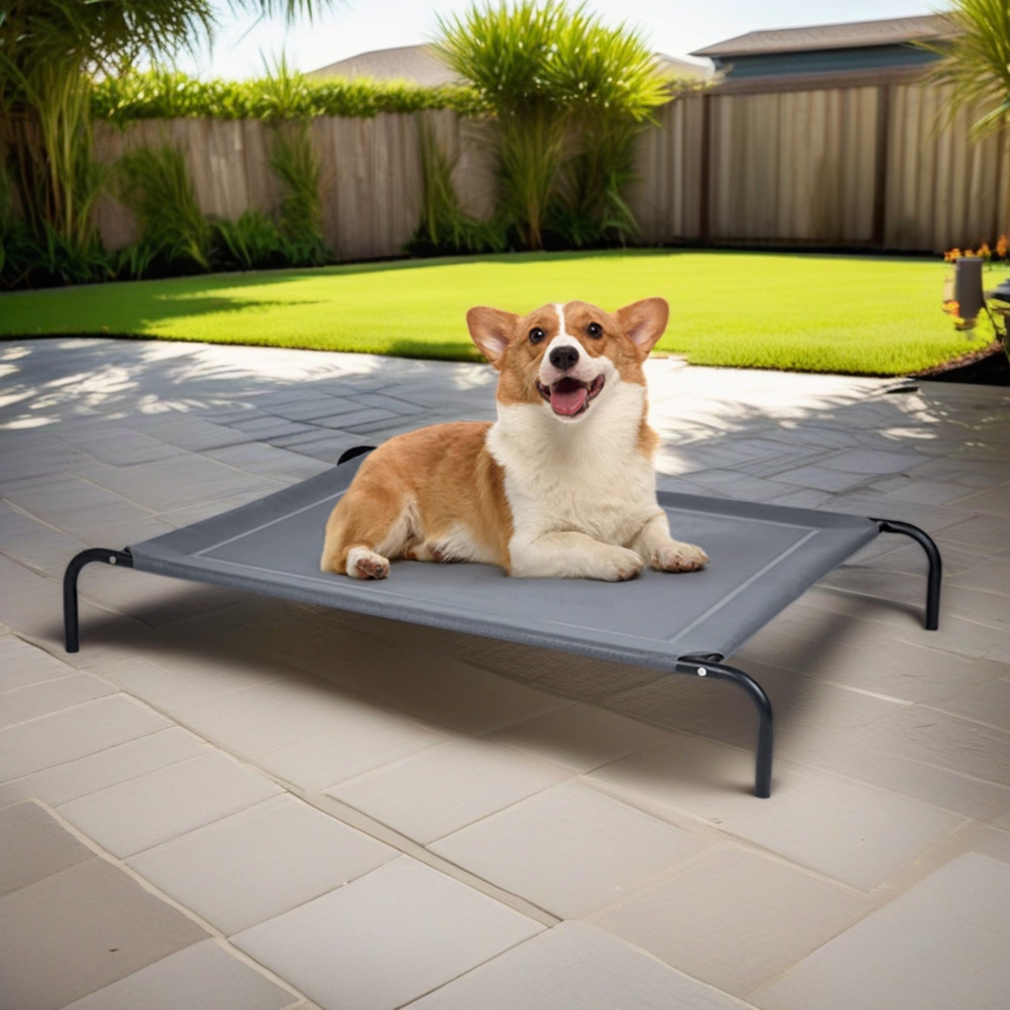 Pefilos 43" Large Steel Frame Elevated Dog Bed, Outdoor Original Camping Pet Bed Cot Mat, Gray Pefilos 43" Large Steel Frame Elevated Dog Bed, Outdoor Original Camping Pet Bed Cot Mat, Gray