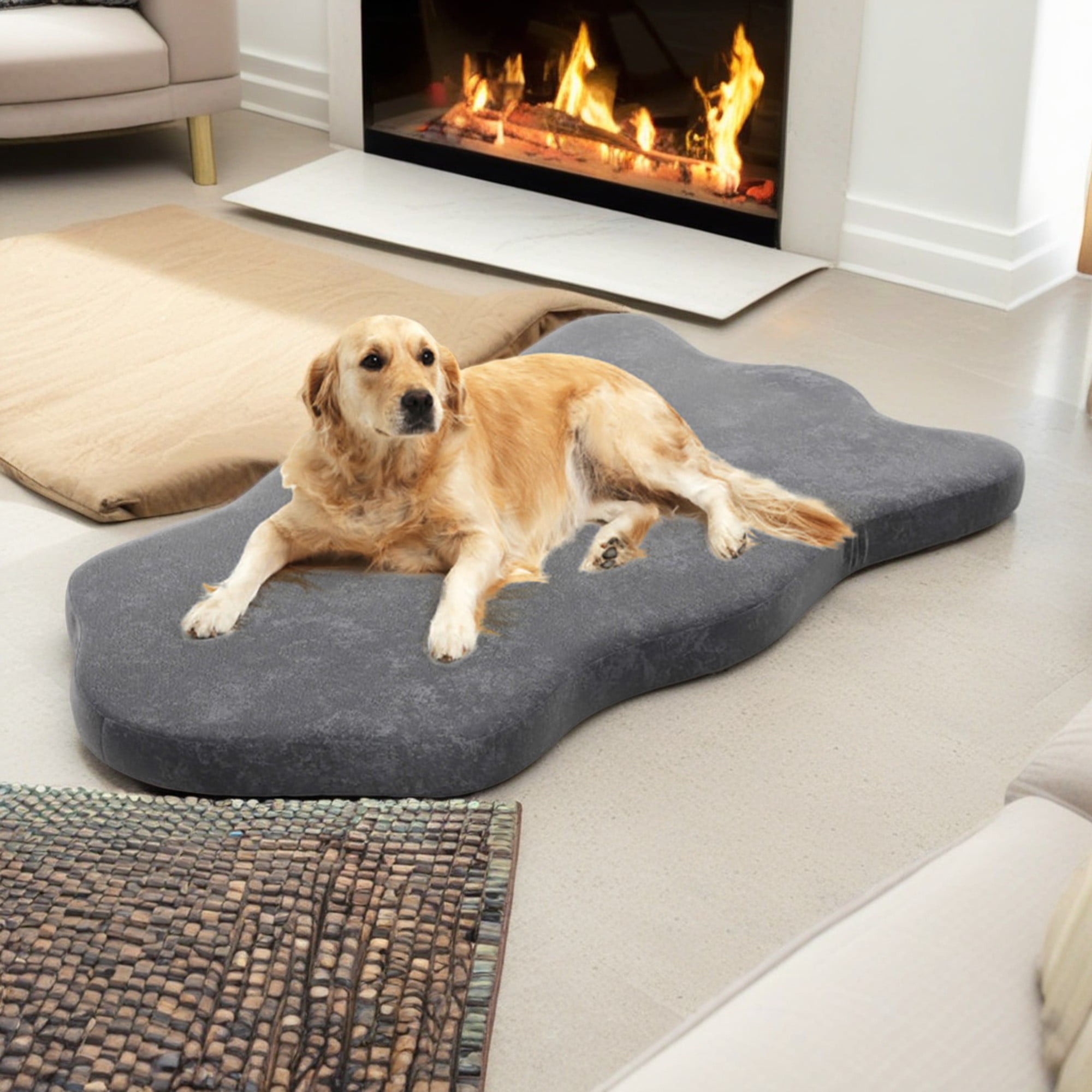 Pefilos 43" Orthopedic Dog Bed with Memory Foam Support for Large Breed Dogs, 3" Thick Pet Bed with Removable Cover, Gray Pefilos 43" Orthopedic Dog Bed with Memory Foam Support for Large Breed Dogs, 3" Thick Pet Bed with Removable Cover, Gray