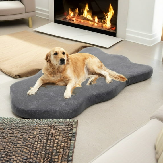 Pefilos 43" Orthopedic Dog Bed with Memory Foam Support for Large Breed Dogs, 3" Thick Pet Bed with Removable Cover, Gray
