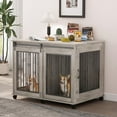 Pefilos 43" Sliding Door Dog Crate with Partition for Two Puppies