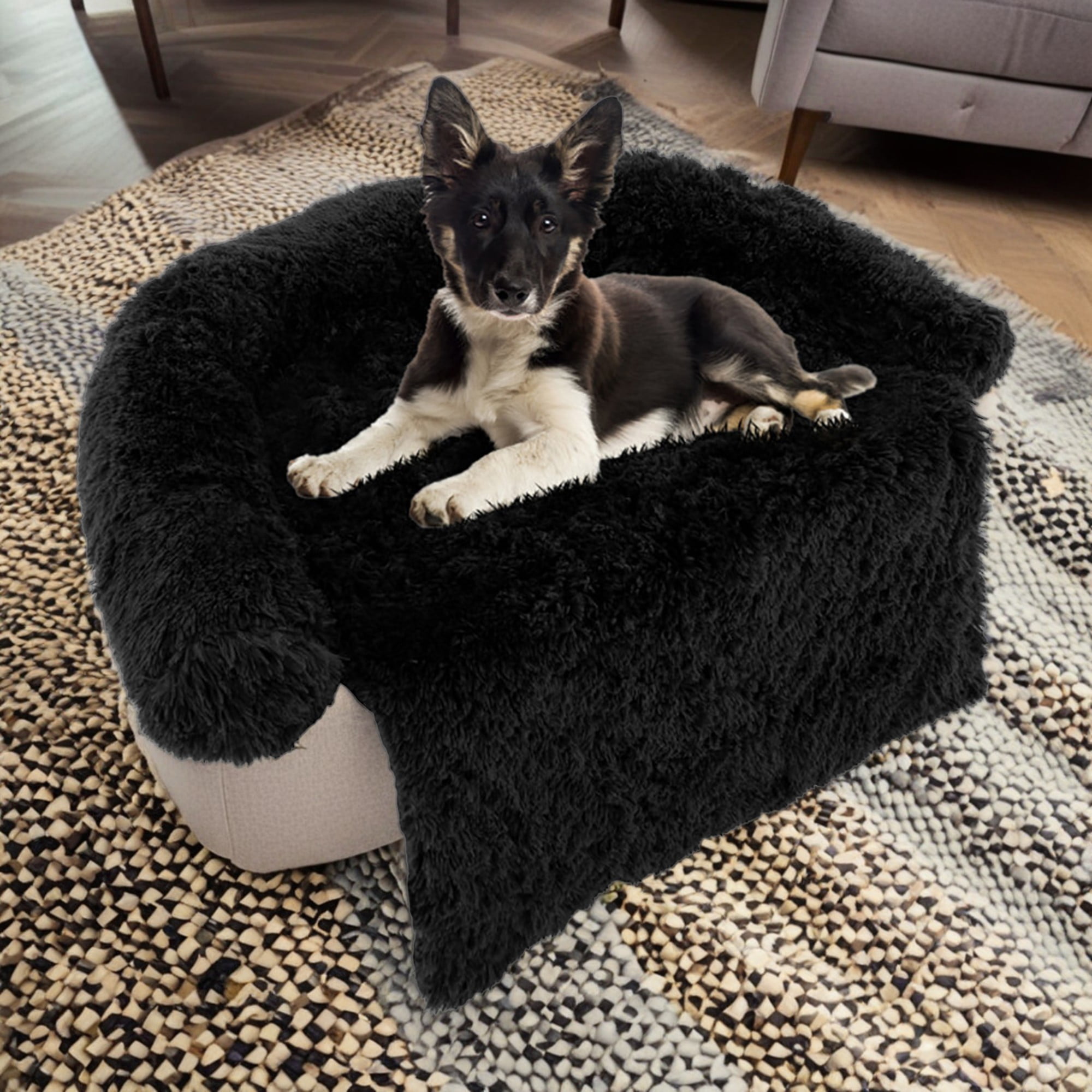 Pefilos 44" Dog Bed for Couch, Calming Dog Beds for Large Dogs, Fluffy Plush Bed for Pets, Anti Anxiety Dog Bed with Removable Cover, Black-M Pefilos 44" Dog Bed for Couch, Calming Dog Beds for Large Dogs, Fluffy Plush Bed for Pets, Anti Anxiety Dog Bed with Removable Cover, Black-M