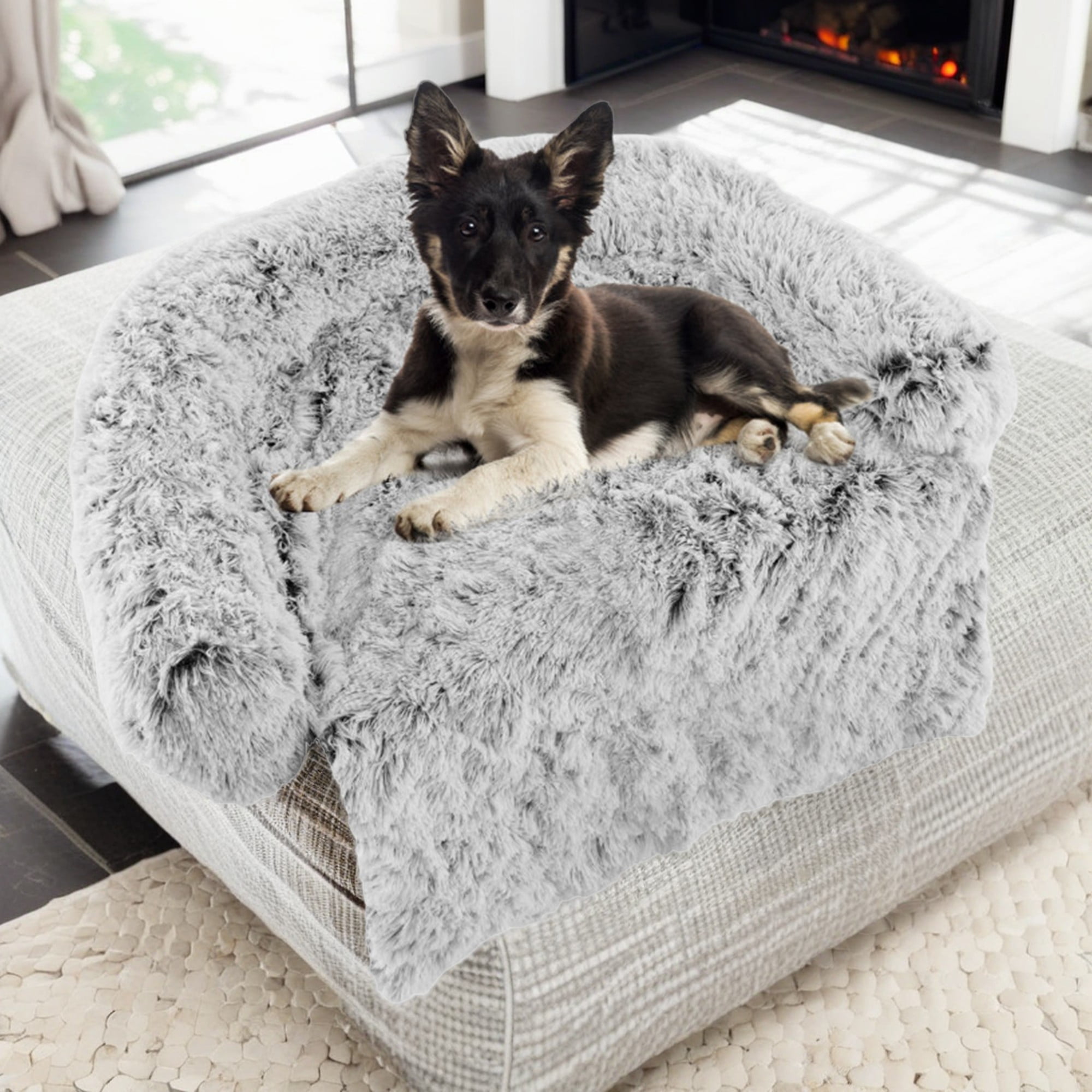 Pefilos 44" Dog Bed for Couch, Calming Dog Beds for Large Dogs, Fluffy Plush Bed for Pets, Anti Anxiety Dog Bed with Removable Cover, Grey-M Pefilos 44" Dog Bed for Couch, Calming Dog Beds for Large Dogs, Fluffy Plush Bed for Pets, Anti Anxiety Dog Bed with Removable Cover, Grey-M