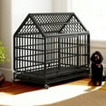 thumbnail image 1 of Pefilos 48" Heavy Duty Dog Crate with Pointed Roof and Removable Tray, Folding Metal Kennel for Medium and Large Dogs, Pet Playpen with Four Wheels, Black, 1 of 11