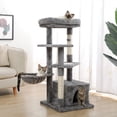 thumbnail image 1 of Pefilos 44" Multi-Level Modern Cat Tower for Indoor Cats with Scratching Post, Cozy Condo, Top Perch, Hammock and Dangling Ball For Small to Medium Cat Tree Tower for Adult Cats, Gray, 1 of 7