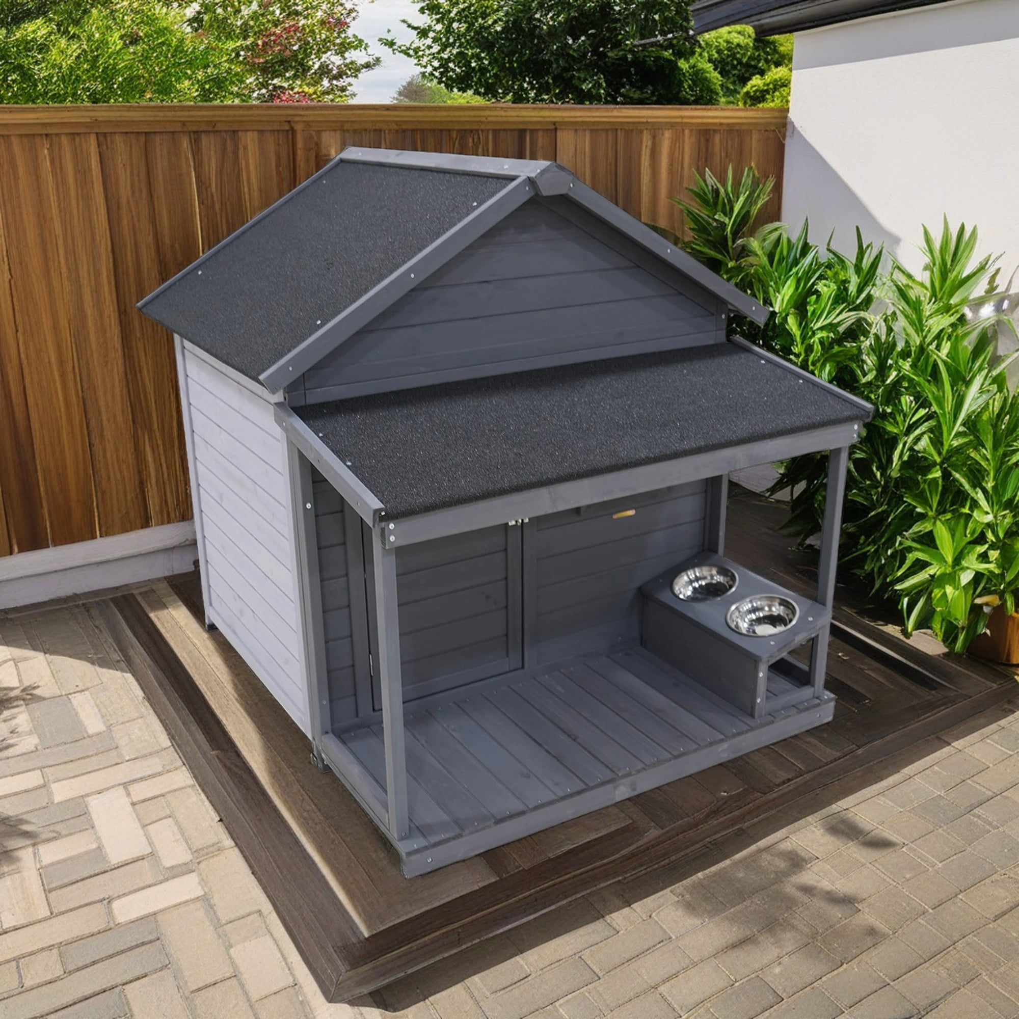 Pefilos 44" Outdoor Dog House, Waterproof Puppy Shelter Indoor Doghouse with Elevated Floor, Kennel for Small Medium Dogs with Small Doors that Can Be Locked, Gray Pefilos 44" Outdoor Dog House, Waterproof Puppy Shelter Indoor Doghouse with Elevated Floor, Kennel for Small Medium Dogs with Small Doors that Can Be Locked, Gray
