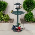 thumbnail image 1 of Pefilos 42" Outdoor Garden Bird Bath with Solar Light, Weather Resistant Pedestal, Backyard Bird Feeder and Flower Planter, Green, 1 of 9