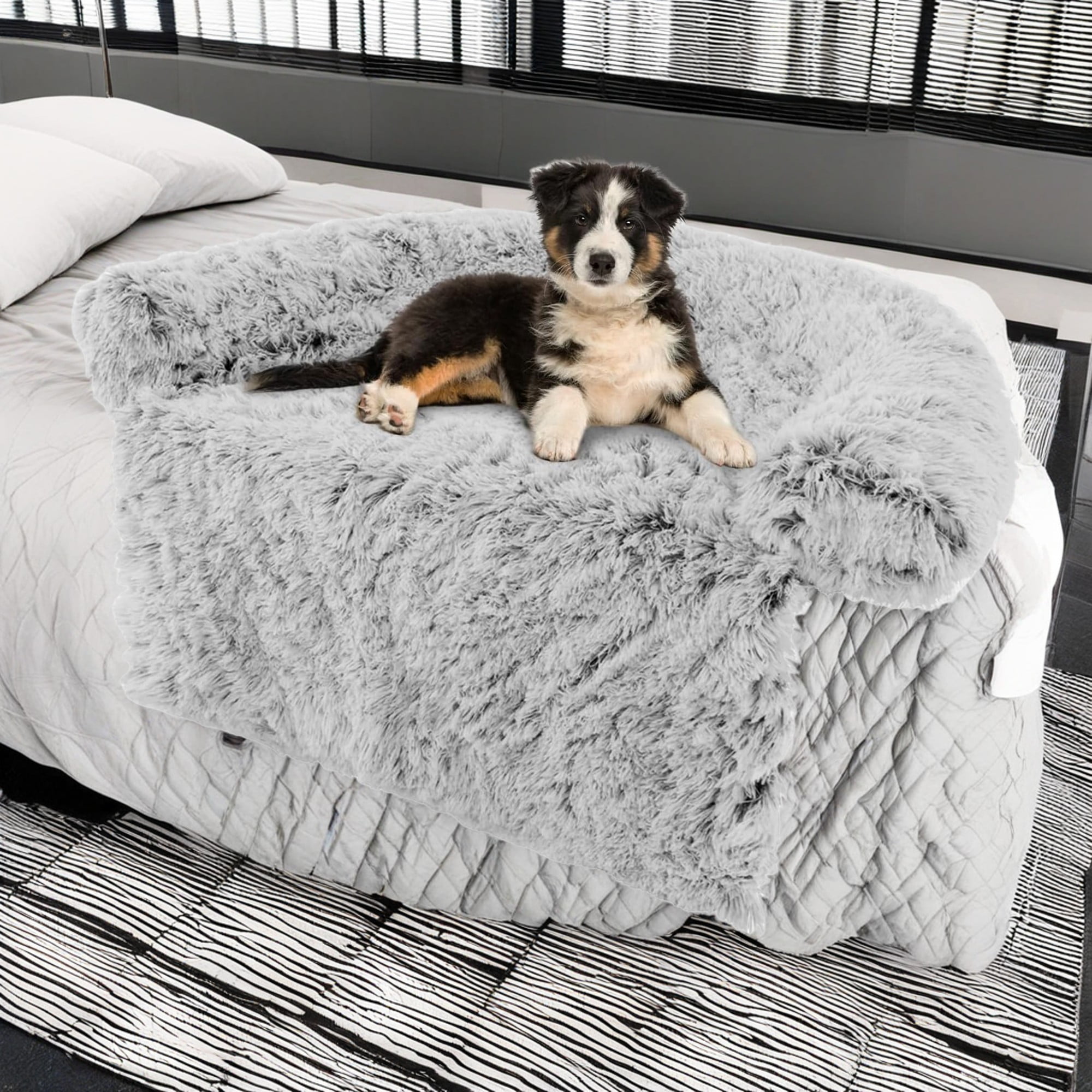 Pefilos 44" Plush Long Fur Dog Couch Bed, Dog Bed Mats with Anti-Slip Bottom, Washable Removable Couch Cover, Perfect for Small, Medium Dogs Cats, Gray-M Pefilos 44" Plush Long Fur Dog Couch Bed, Dog Bed Mats with Anti-Slip Bottom, Washable Removable Couch Cover, Perfect for Small, Medium Dogs Cats, Gray-M