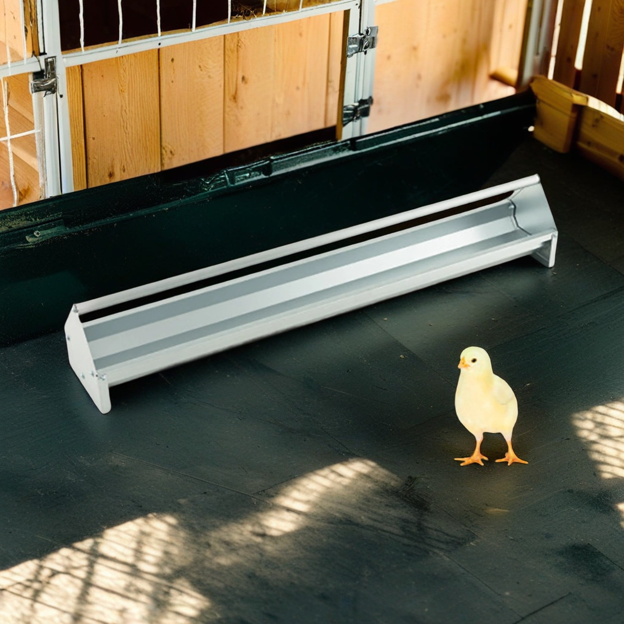 Pefilos 45" 2-in-1 Galvanized Steel Chicken Feeder with Adjustable Distance, Wall Mount Hay and Grain Feeder, Suitable for Sheep, Bantams, Poultry, Pheasants, Silver Pefilos 45" 2-in-1 Galvanized Steel Chicken Feeder with Adjustable Distance, Wall Mount Hay and Grain Feeder, Suitable for Sheep, Bantams, Poultry, Pheasants, Silver