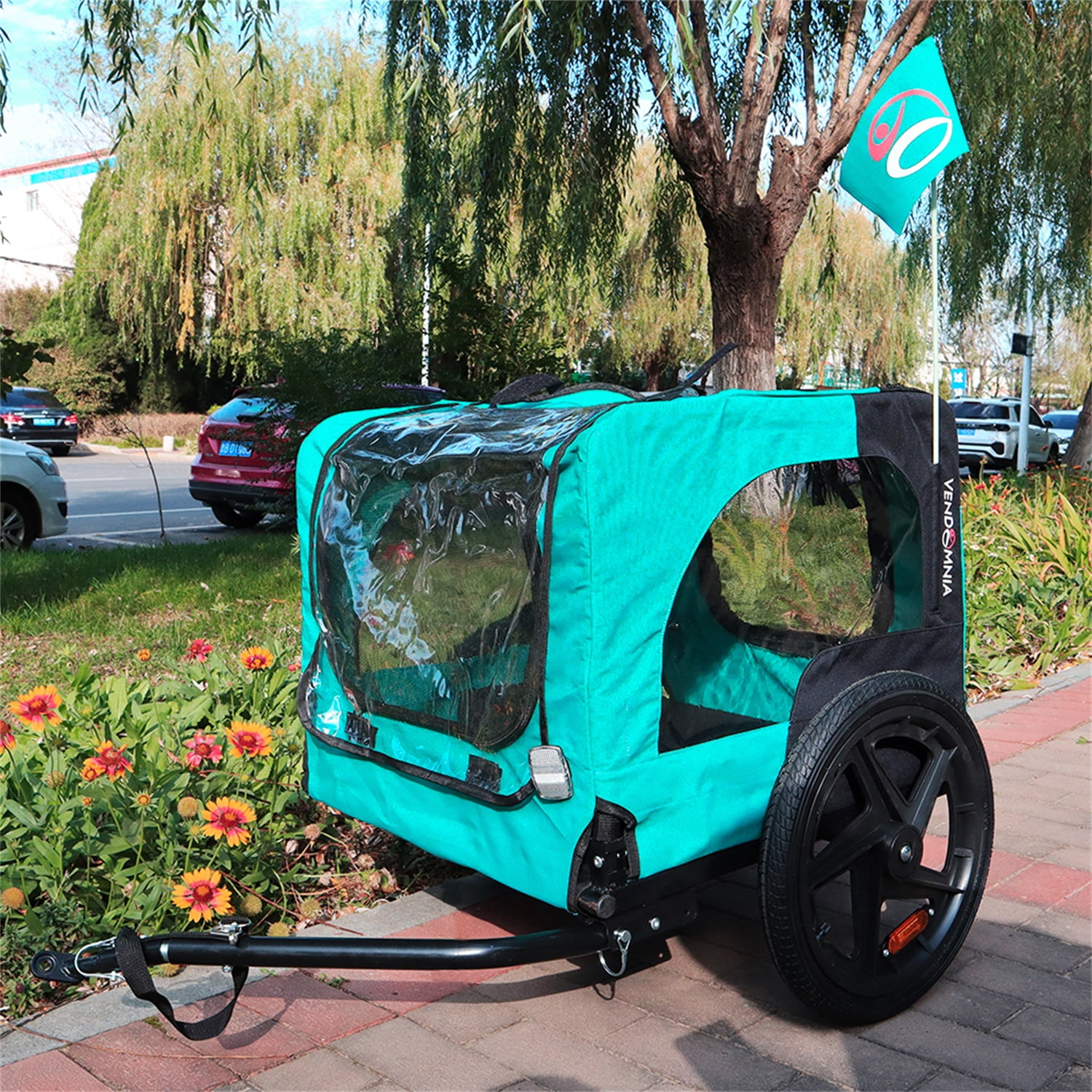 Pefilos 45" Dog Bike Trailer, Pet Stroller Bicycle Carrier w/Hitch, Suspension, Visibility Flag, air wheel Pet Bike Trailer for Dogs 66lb Weight Capacity, Light Blue Pefilos 45" Dog Bike Trailer, Pet Stroller Bicycle Carrier w/Hitch, Suspension, Visibility Flag, air wheel Pet Bike Trailer for Dogs 66lb Weight Capacity, Light Blue