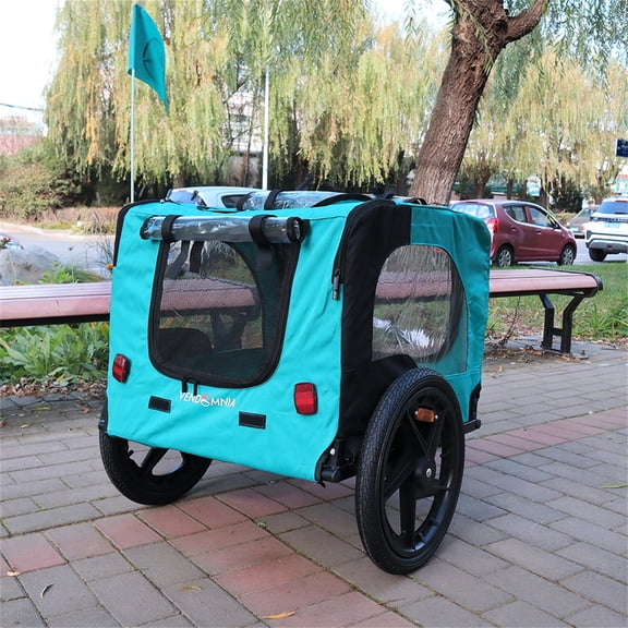 Pefilos 45" Heavy Duty Dog Bike Trailer, Foldable Pet Stroller Bicycle Carrier, air wheel Pet Bike Trailer for Dogs, Light Blue