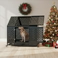 thumbnail image 1 of Pefilos 45" Heavy Duty Metal Dog Crate with 4 Universal Wheels, Dog Kennel for High Anxiety Large/Extra Dogs, Indoor Large Dog Cage, Black, 1 of 8