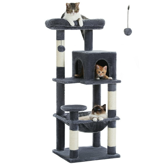 Pefilos 45" Modern Cat Tree House, Cat Condo for Indoor Cats, Activity Center Cat Scratching Tower for Kittens Toy, Dark Gray