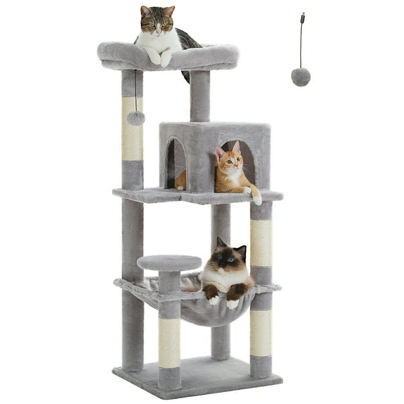 Pefilos 45" Modern Cat Tree House, Cat Condo for Indoor Cats, Activity Center Cat Scratching Tower for Kittens Toy, Gray