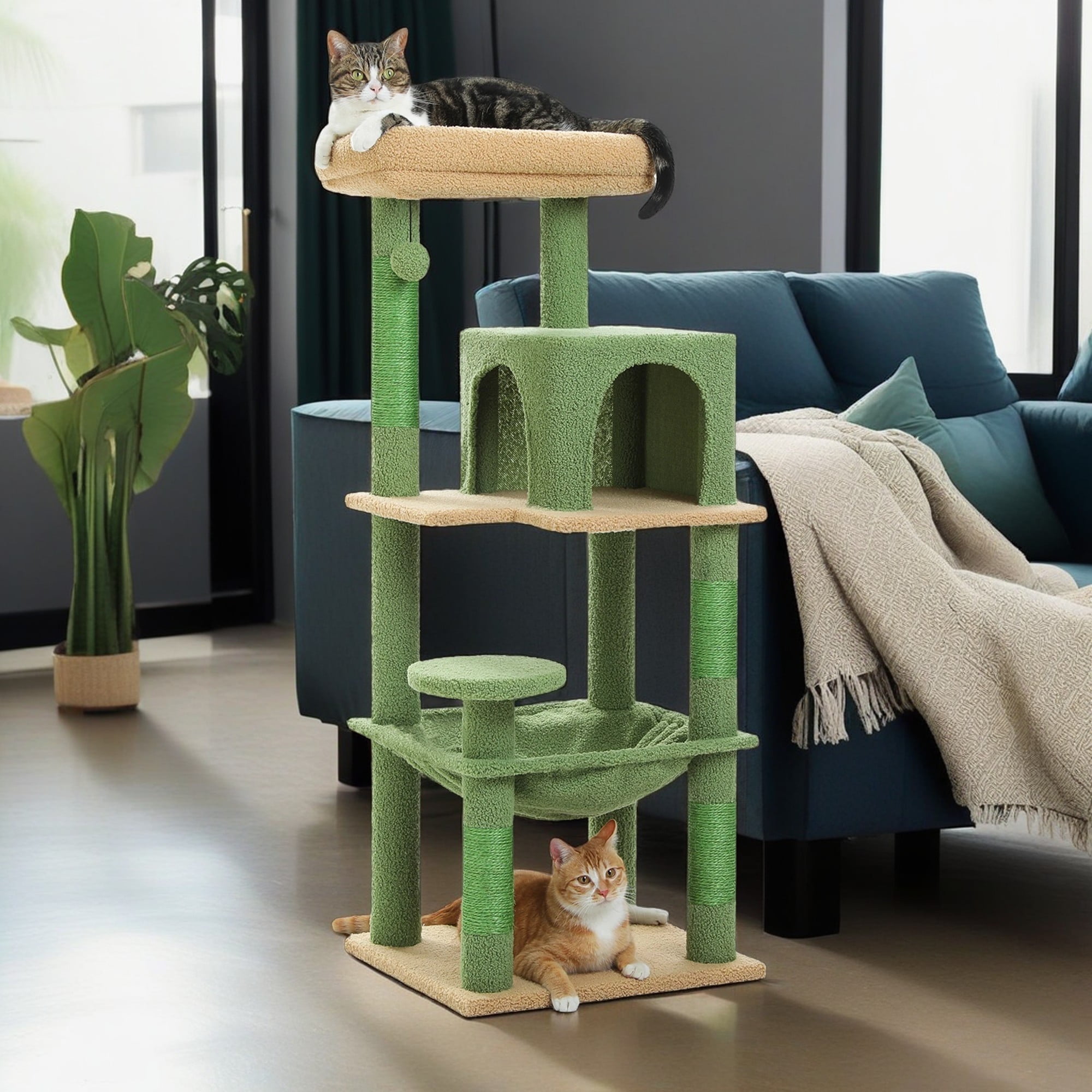 Pefilos 45" Modern Cat Tree House, Cat Condo for Indoor Cats, Activity Center Cat Scratching Tower for Kittens Toy, Green Pefilos 45" Modern Cat Tree House, Cat Condo for Indoor Cats, Activity Center Cat Scratching Tower for Kittens Toy, Green