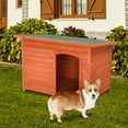 thumbnail image 1 of Pefilos 45" Outdoor Wood Dog Houses, Weatherproof Pet Cat House with Natural Door Cute Shelter Rabbit Hutch, Orange L, 1 of 7