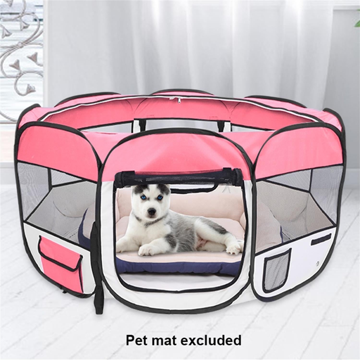 Pefilos 45" Pet Playpen for Small Animals Circular Portable Foldable Pet Playpen for Indoor Dogs 600D Oxford Cloth & Mesh Pet Playpen for Cats Fence with Eight Panels, Pink Pefilos 45" Pet Playpen for Small Animals Circular Portable Foldable Pet Playpen for Indoor Dogs 600D Oxford Cloth & Mesh Pet Playpen for Cats Fence with Eight Panels, Pink