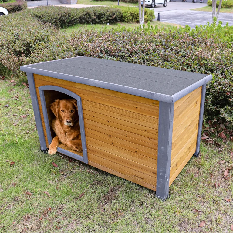 A4Pet Medium Dog House Outside, Wooden Dog House Dog Kennel with Waterproof  Roof & Lifted Feet Pad for Medium Dogs