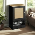 thumbnail image 1 of Pefilos 32" Dog Food Storage Cabinet with 2 Elevated Dog Bowls, Side Hooks, Anti-tip Kit, Pet Feeding Station Food Cabinet Furniture Cat Toy Storage Containers, Black, 1 of 7