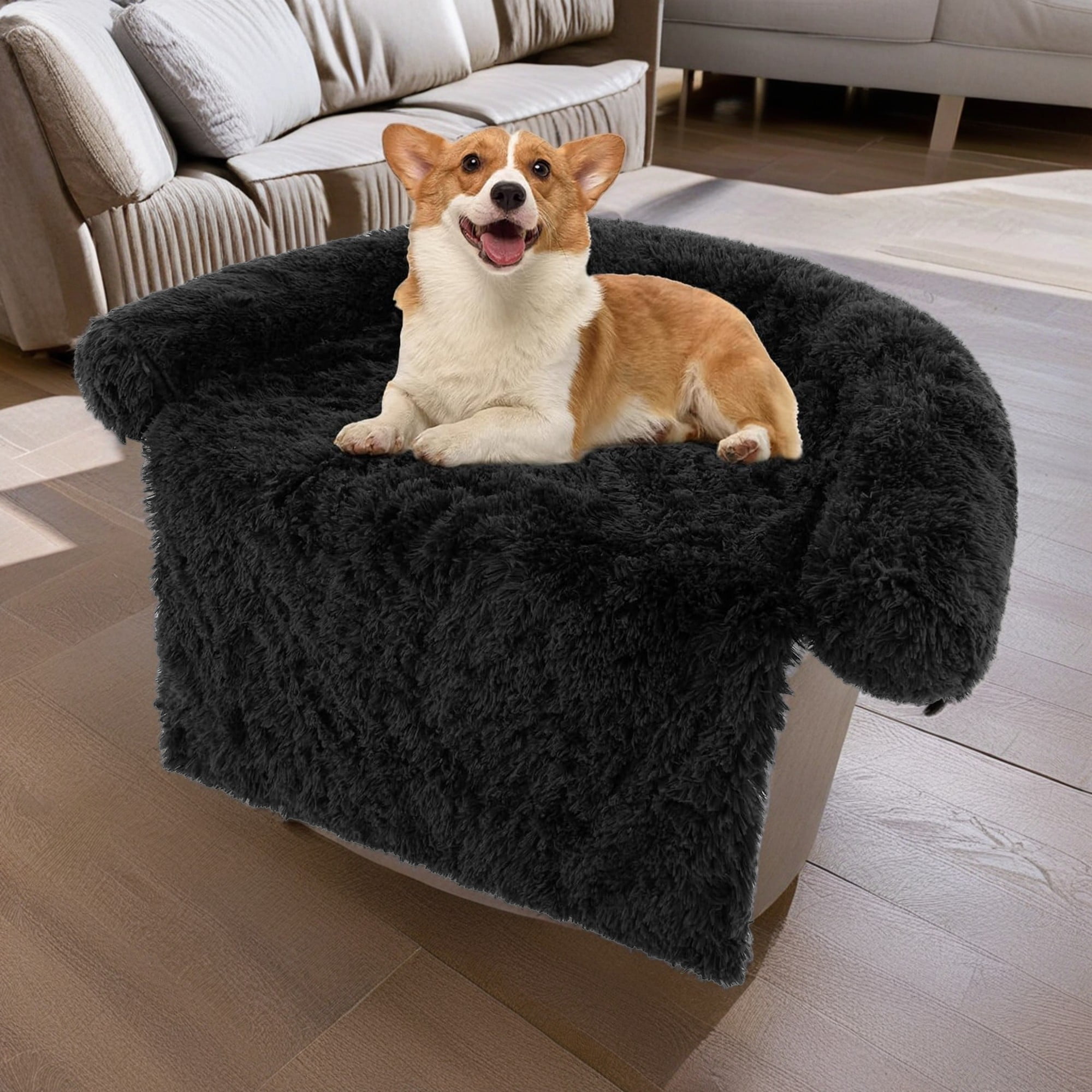 Pefilos 47" Dog Bed for Couch, Calming Dog Beds for Large Dogs, Fluffy Plush Bed for Pets, Anti Anxiety Dog Bed with Removable Cover, Black-L Pefilos 47" Dog Bed for Couch, Calming Dog Beds for Large Dogs, Fluffy Plush Bed for Pets, Anti Anxiety Dog Bed with Removable Cover, Black-L