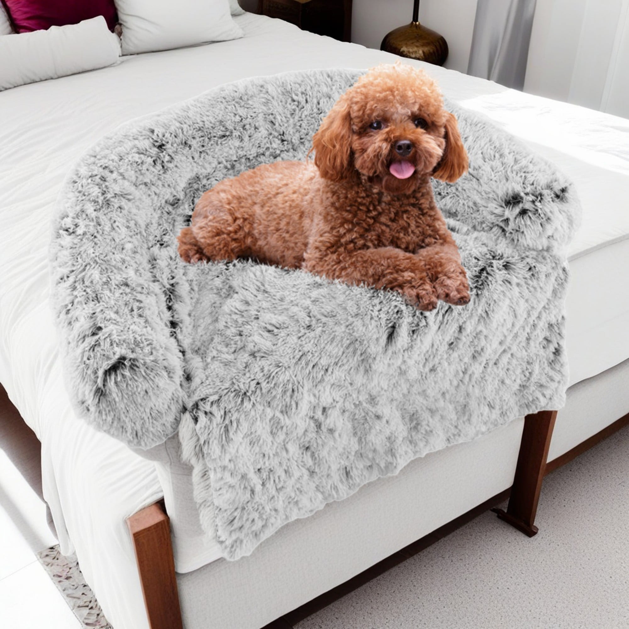 Pefilos 47" Dog Bed for Couch, Calming Dog Beds for Large Dogs, Fluffy Plush Bed for Pets, Anti Anxiety Dog Bed with Removable Cover, Grey-L Pefilos 47" Dog Bed for Couch, Calming Dog Beds for Large Dogs, Fluffy Plush Bed for Pets, Anti Anxiety Dog Bed with Removable Cover, Grey-L
