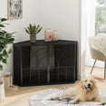 thumbnail image 1 of Pefilos 47" Dog Crate for Large Dogs Corner, Metal Dog Cage with Tempered Glass, Living Room Furniture Dog House Indoor, Black, 1 of 7