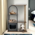 thumbnail image 1 of Pefilos 47" Wood Cat Tree Tower for Indoor Cats, Multi-Level Cat Condo with Scratching Posts, Removable Cat Bed, Cat Tree House, Black, 1 of 8