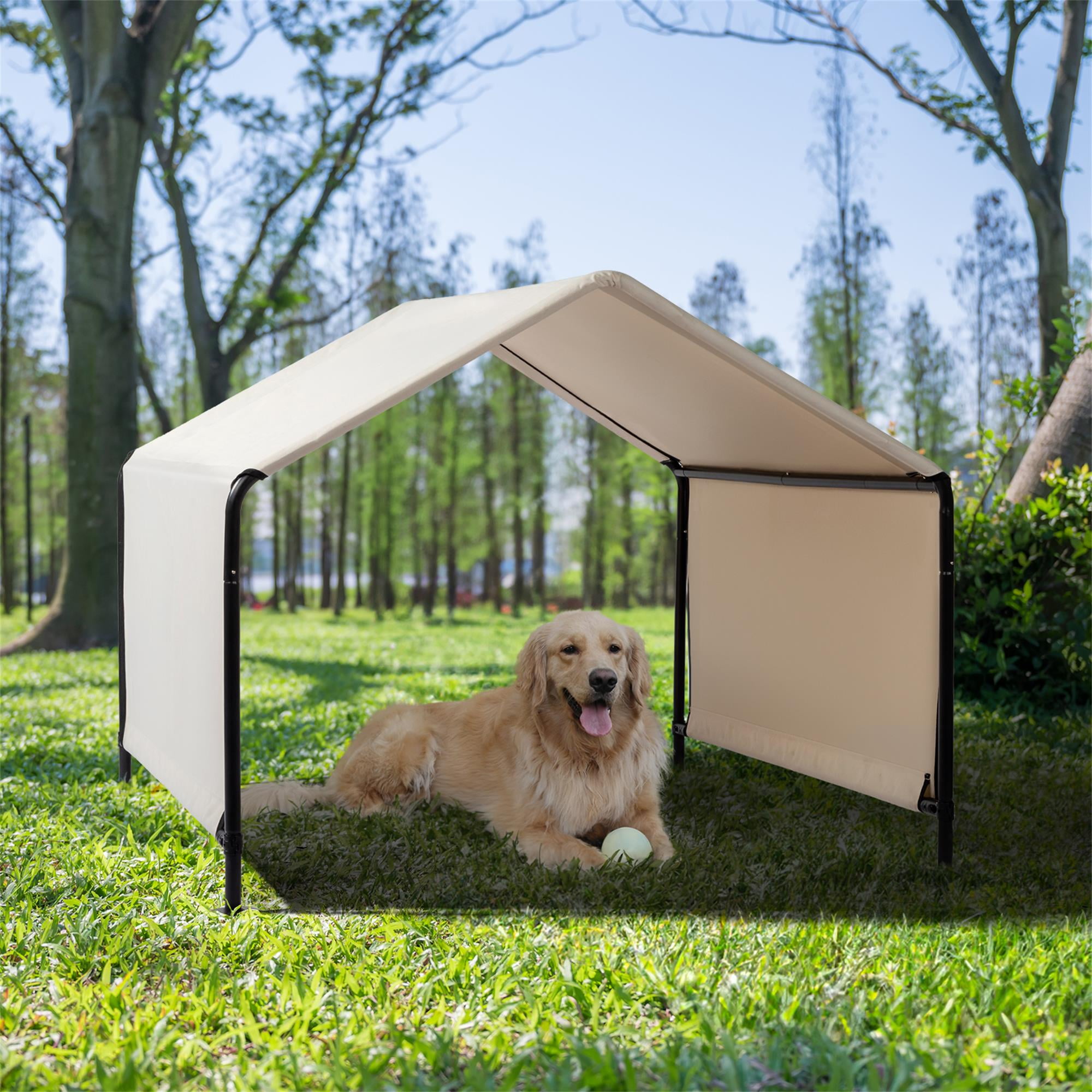 Pefilos 48.5" Outdoor Dog Tent for Large Medium Dogs, Portable Dog Shade Shelter, Water Resistant Dog Beach Tent for Garden, Backyard, White Pefilos 48.5" Outdoor Dog Tent for Large Medium Dogs, Portable Dog Shade Shelter, Water Resistant Dog Beach Tent for Garden, Backyard, White