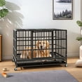 thumbnail image 1 of Pefilos 48 Inch Heavy Duty Dog Crate, Escape Proof Dog Cage Kennel with Lockable Wheels, Extra Large House Indoor for Large Dog with Removable Tray, Black, L, 1 of 9